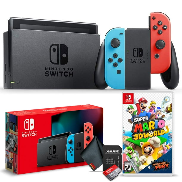 Nintendo Switch Blue/Red) with Super Mario 3D World + Bowser's Fury Game -