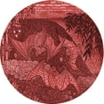 thumbnail image 1 of Ahgly Company Tapis d'Intérieur Lavable en Machine Carré Rouge Pamplemousse, 3 Pieds Carré, 1 of 7