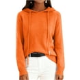 thumbnail image 2 of Women's Fashion Long Sleeve Solid Color Pullover Hooded Knitted Sweater, Comfortable and Warm, Perfect for Outdoor Activities and Winter Sports,Saffron,2XL, 2 of 5