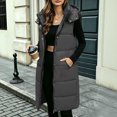 thumbnail image 7 of cocolona Long Puffer Vest for Women Trendy Hooded Sleeveless Stand Collar Button Down Long Coat Quilted Winter Warm Snow Overcoat with Pocket, 7 of 7