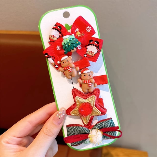 Fiudx Pinzas para El Pelo Navideñas, Lazos Navideños, Pasadores Coloridos para Niños Pequeños, Bonitos Accesorios para Bebés, Diseño Antideslizante, Ideales para Fotografía, Regalos de Cumpleaños y E