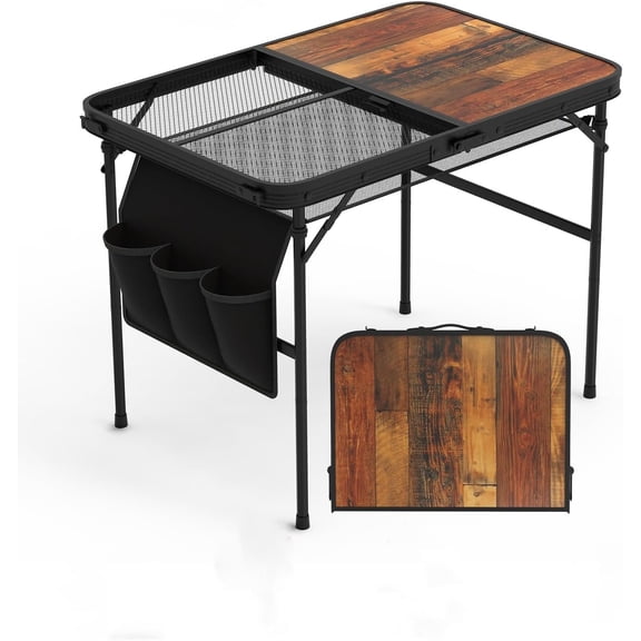 LiteHaven Portable Folding Camping Table - Lightweight Aluminum Compact Picnic Table with Carrying Bag - Adjustable Height, Waterproof Surface for Outdoor, RV, BBQ, Beach, Travel, and Hiking