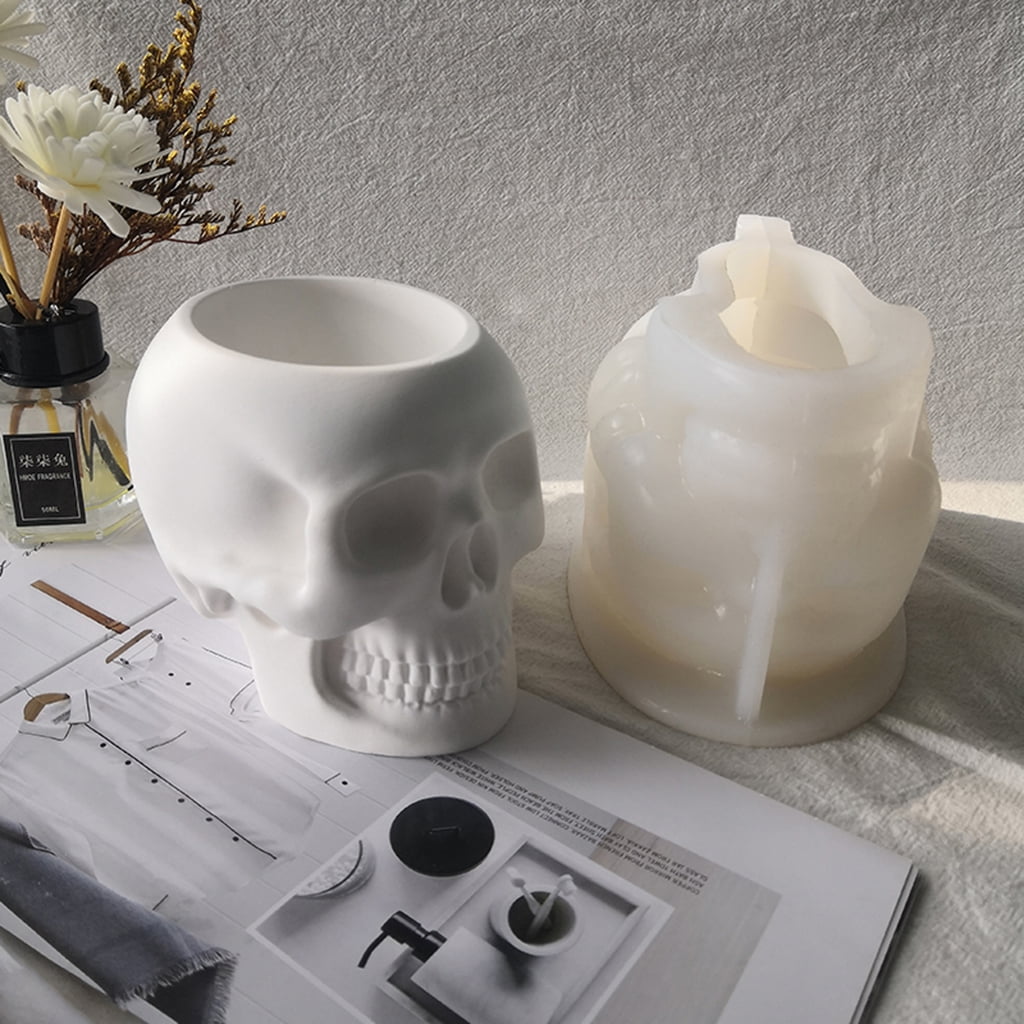 BQBQERT Crystal Epoxy Skull Flower Silicone Mold, Concrete Cement Resin Vase for for Resin
