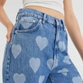 thumbnail image 5 of LWavelet Womens Heart Printed Wide Leg Jeans High Waisted Daily Casual Denim Pants Blue XL, 5 of 6