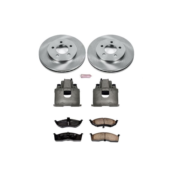 PowerStop Front Stock Replacement Brake Pad and Rotor Kit with Calipers Fits: CHRYSLER DODGE PLYMOUTH Select Models KCOE2140