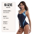 thumbnail image 2 of Traje de baño deportivo de una pieza para mujer, traje de baño con bloques de color, traje de baño adelgazante, azul, 2 of 7