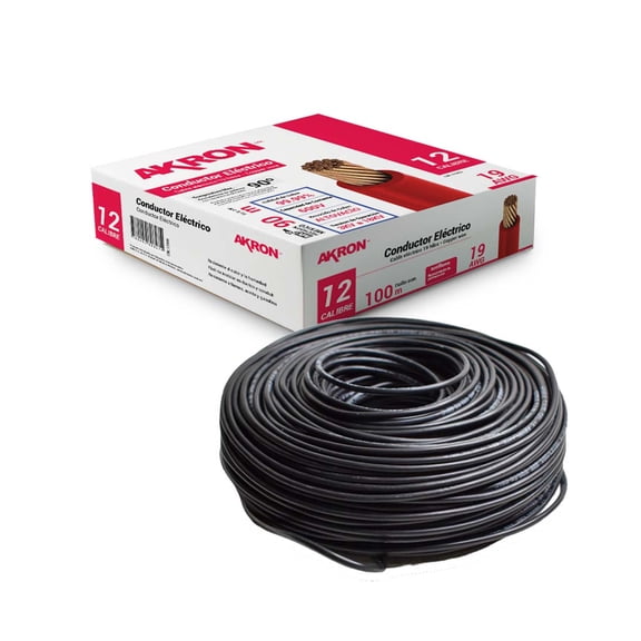 Cable De Cobre Akron Calibre 12 90mts Negro