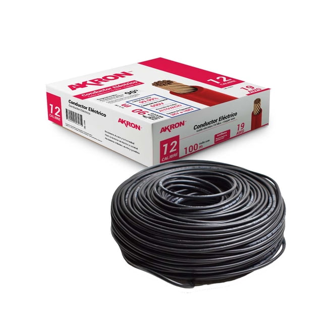 Cable De Cobre Akron Calibre 12 90mts Negro