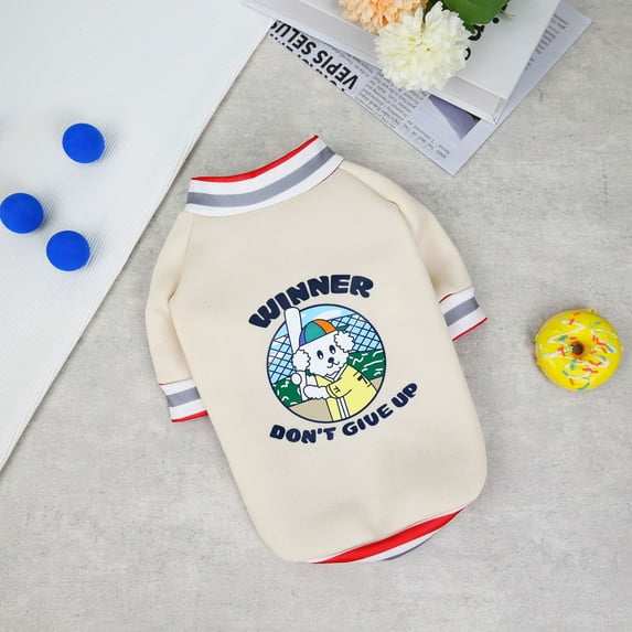 Yidarton 2022 New Baseball Bear Vests Fall/winter Dog Clothing Dou Teddy Pet Clothing Warm Supplies Beige