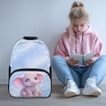 thumbnail image 3 of Uourmeti Starry Elephant Design Large Capacity Bookbag for School Daypack, Portable Side Mesh Pockets Polyester School Backpack, 3 of 10