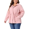 thumbnail image 5 of Agnes Orinda Women's Plus Size Jackets Long Sleeve Drawstring Waist Anorak Coats with Pockets 4X Pink, 5 of 7