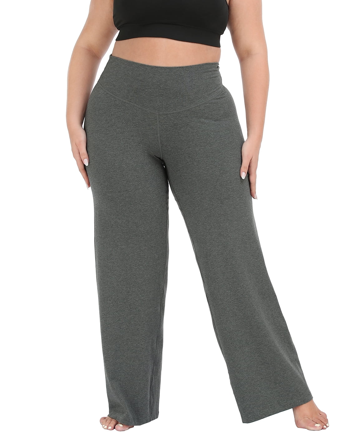 HDE Women's Plus Size Yoga Pants High Waisted Wide Leg Leggings