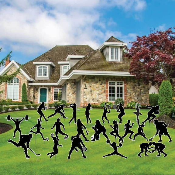 Athlete Silhouette Yard Decoration Set, Athletic Yard Signs 22 Pieces