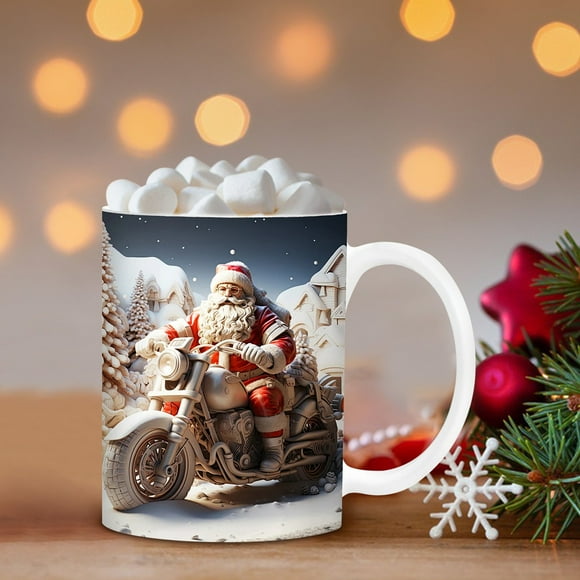 CEHVOM Christmas Mugs,Christmas Santa Claus Mug,Cute Christmas Coffee Mugs,Christmas Mug Inflated Snowman Mug,Santa Mug Press Puffy Design 15oz 11oz Coffe
