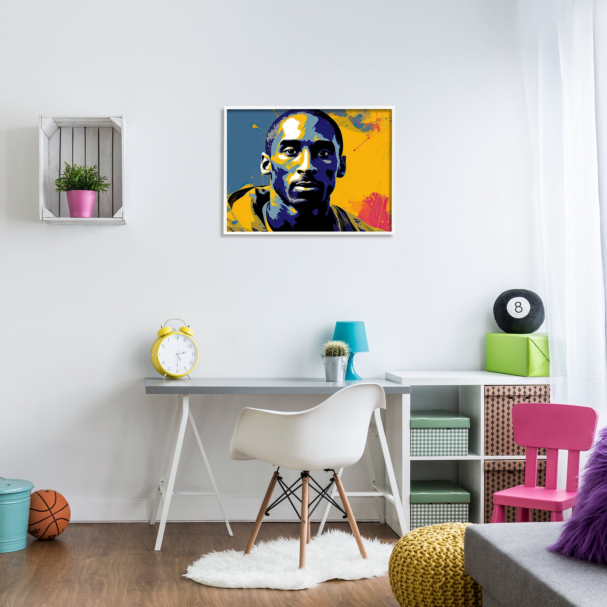 Stupell Industries Abstract Paint Pop Kobe Abstract Painting White Framed Art Print Wall Art, 30 x 24