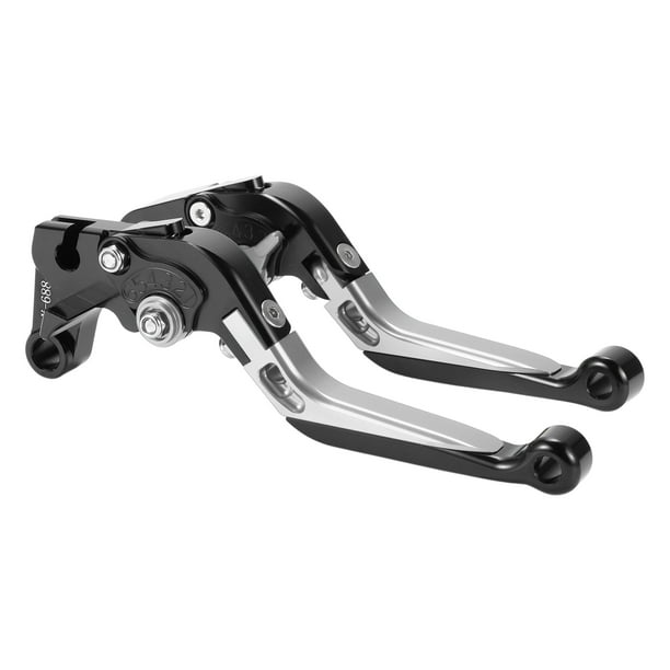 Palancas de freno y embrague cortas y largas para Yamaha YZF R1, palanca de freno ajustable de motocicleta, aleación de aluminio, cabeza negra, mango tono plateado