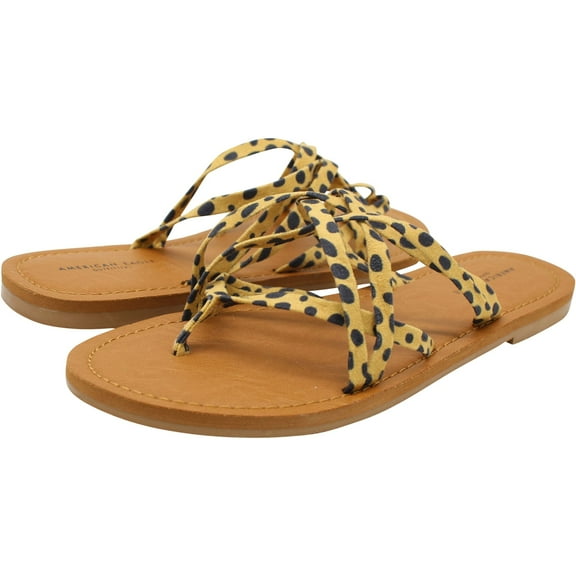 American Eagle Womens Strappy Polka Dot Flip Flop Sandals, Yellow, 7