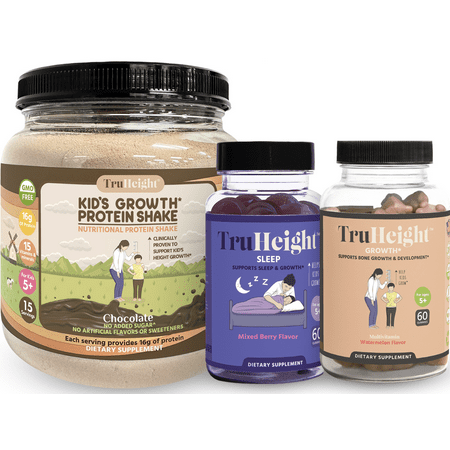TruHeight Max Height Kit - (Chocolate) Protein, Growth gummies, Sleep Gummies - Supports Growth & Development - Proven Nutrients, Vitamins, & Minerals Developed By Pediatricians