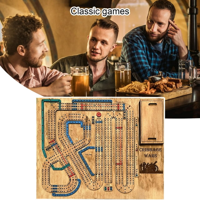 Cribbage Wars Board Game Kids Adults Family Party Multiplayer Interactive Wooden Portable Continuous Cribbage Board Game Night Essentials Props