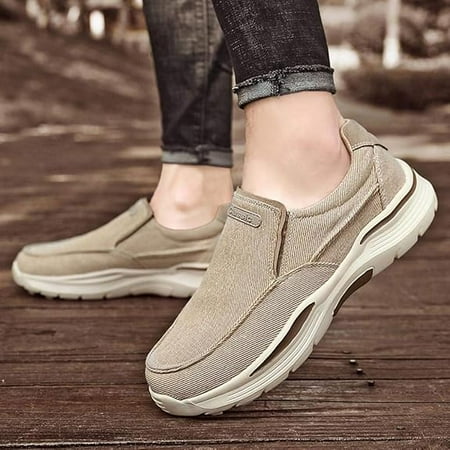 Mens Slip-On Shoes  Casual Lace-Free Walking Loafers with Arch Support  Orthopedic Shoes  Lightweight  Non-Slip  Laceless Sneakers for Walking  Working  and More