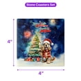 thumbnail image 5 of Merry Christmas and Happy New Year Santa Cocker Spaniel Holiday Xmas Winter Set of 4 Stone Coasters Cockers Dog Lover Gifts 4x4in Absorbent Soapstone Coaster - 00024, 5 of 5