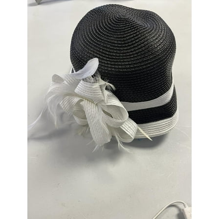 August Hats Hibiscus Cloche Hat, Black/White, One Size