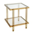 thumbnail image 3 of Evelyn&Zoe Inez 20" Wide Square Side Table with MDF Shelf, Brass/Walnut, 3 of 7