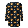 thumbnail image 4 of Jsaierl Women's Halloween Shirts Cute Pumpkin Print Tees Soft Going Out Crewneck T-Shirts 3/4 Sleeve Dressy Casual Blouse Tops Halloween Party Supplies,Sizes S-5XL, 4 of 5