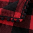 thumbnail image 4 of PiccoCasa Plaid Flannel Fleece Polyester Blanket 50"x60", Red and Black, 4 of 6