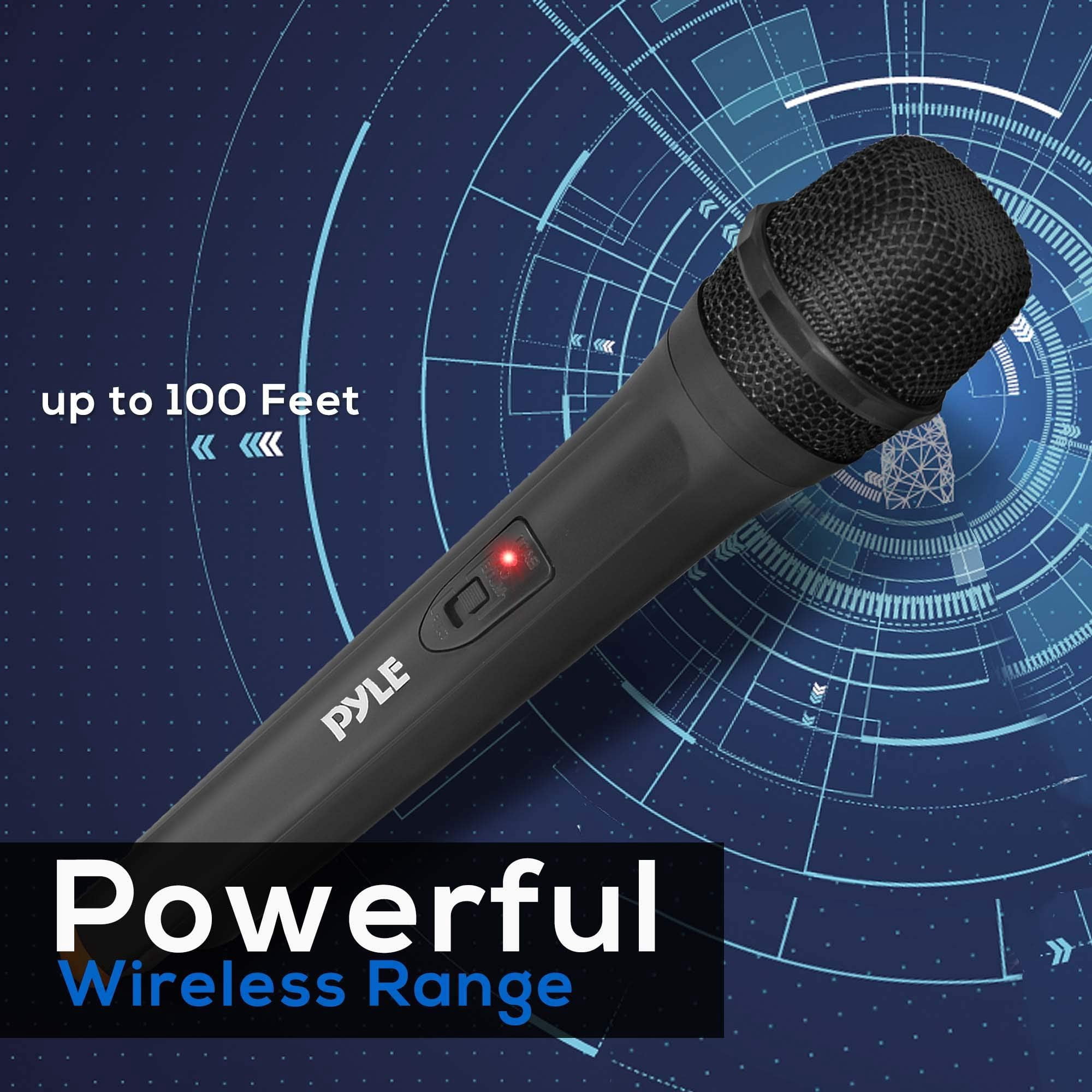 Pyle PDWM91 Professional VHF Handheld Microphone with Adapter Receiver, Black