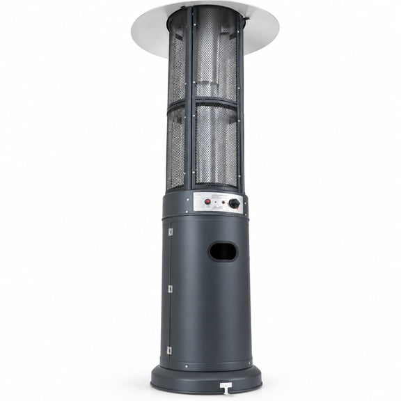 Airfind Outdoor Propane Patio Heater with Glass Tube and Tilt-Over Protection, Metal Frame, 27.5" x 74.5" Footprint, Dark Gray