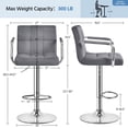 thumbnail image 3 of Conjunto de 2 Taburetes de Bar Giratorios Ajustables Yaheetech en Terciopelo Gris, 3 of 9