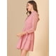 thumbnail image 4 of Minivestido Allegra K tipo babydoll de lunares suizos con volantes y cuello anudado Rosa S, 4 of 6