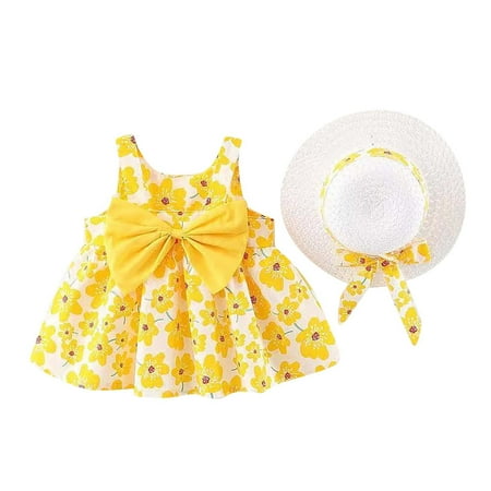 

TQWQT Baby Girls Boho Floral Tutu Dress Summer Sleeveless Backless Princess Birthday Party Dresses Toddler Girl First Communion Pageant Flower Bow Sundress+Sun Hat Outfit Set