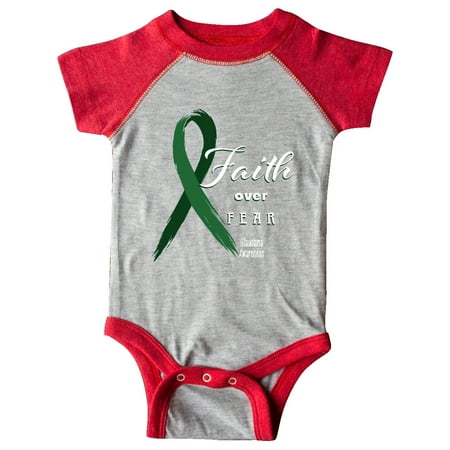 

Inktastic Glaucoma Awareness Faith over Fear with Green Ribbon Gift Baby Boy or Baby Girl Bodysuit