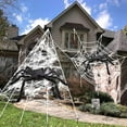 thumbnail image 2 of Elegant Choise Halloween Decoration 11.8ft LED Circular Spider Web with 22.97ft Triangular Cobweb, 2 of 13