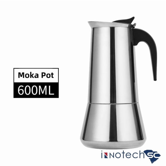 Cafetera Espresso con Estufa de 12 Tazas, Olla Moka de Acero Inoxidable, Cafetera Percoladora, Cafetera Italiana, Cafetera con Capacidad para Moca, Cafetería Classic Maker para el Hogar y el Acampar, 600ml, 20oz