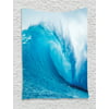 Ocean Life Wall Hanging Tapestry, Wavy Ocean Adventurous Surfing Extreme Water Sports Summer Holiday Destination Picture, Bedroom Living Room Dorm Decor, Aqua White, by Ambesonne