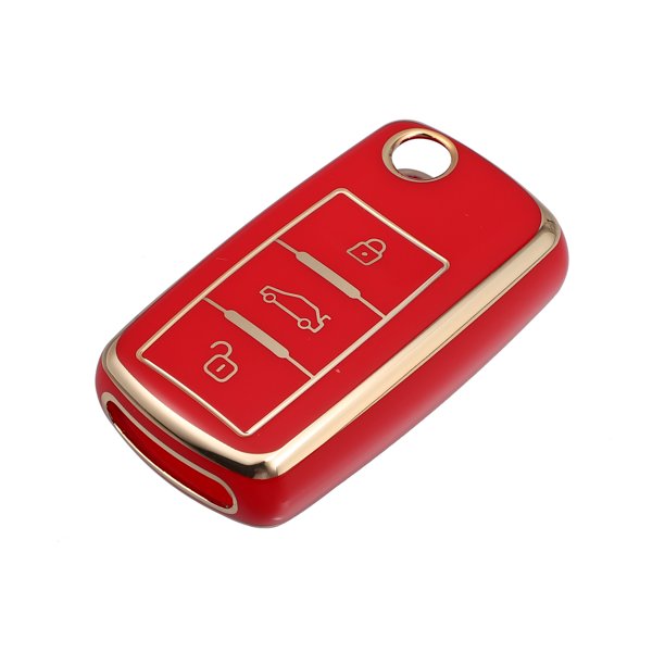 Unique Bargains Funda de silicona para llave inteligente Fob para Volkswagen Tiguan 2010-2017 Key Fob Shell Protector Keyless Red