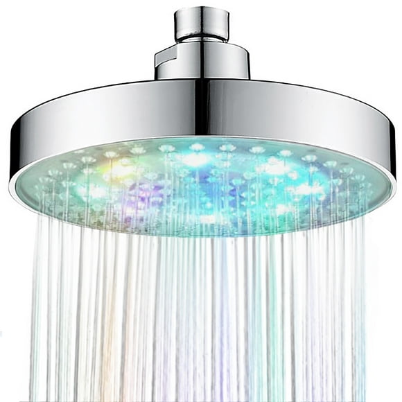 LED Shower Head with 7 Color Flash Light 6 Inch Rain Showerhead High Pressure Bathroom Shower Head with Polished Chrome Bath Rain Shower Head Replacement