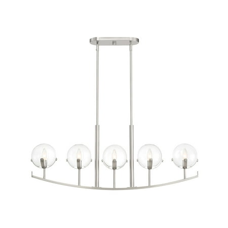

Satin Platinum Tone Finish Chandeliers 40 Wide Candelabra Base 5 Light Fixture