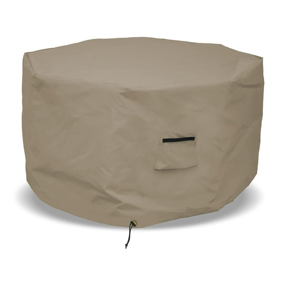 Octagon Fire Pit Cover 12 Oz Waterproof - 100% Weather Resistant Outdoor Fire Pit Table Cover with Air Pocket & Drawstring for Snug Fit (24" H x 24" D, Beige)