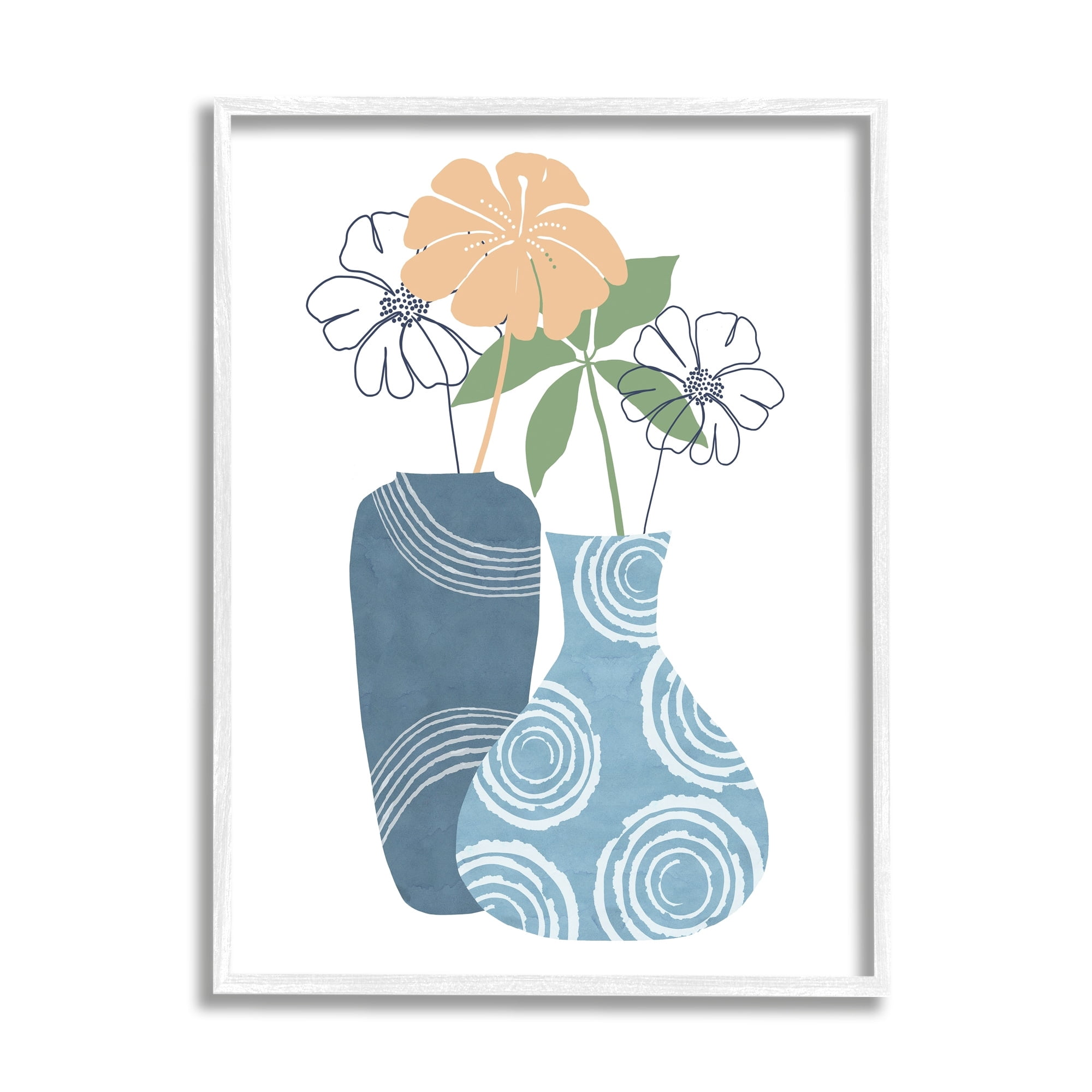Stupell Industries Blue Circle Pattern Layered Flower Lines Collage Framed Wall Art, 24 x 30, Design by Nicholas Holman