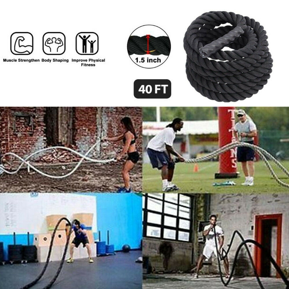 Details about   40FT 1.5" Battle Rope Power Rope Strength Training Muscle Fitness Gym Workout 