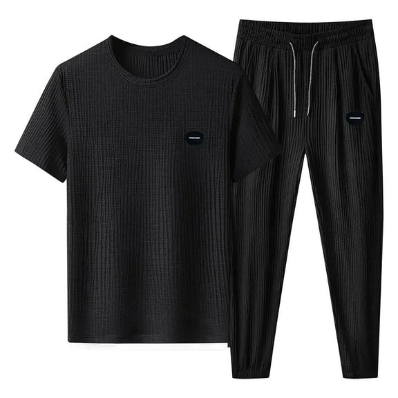 JIKNTTR Men's Polo Shirt And Shorts Set Ice Silk Breathable Stretchy Thin Short Sleeve Two Piece Set Sports Jogging Tracksuit