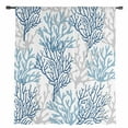 thumbnail image 2 of Navy Blue Coral Coastal Semi Sheer Curtains Drapes for Living Room, Bedroom, French Doors Window 45 Inches Long, Summer Beach Seaside Nautical Rod Pocket Chiffon Curtain Drapery Voile Drape Panel, 2 of 6