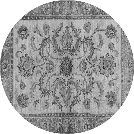 Ahgly Company Indoor Round Abstract Gray Modern Area Rugs, 6' Round