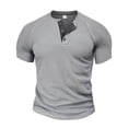 thumbnail image 4 of Men's Casual T-Shirts Short Sleeve Button Design Comfortable Wear for Everyday Outdoor Activities, 4 of 4