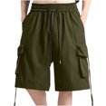 thumbnail image 2 of pstuiky Pantalones cortos de entrenamiento para hombre, Pantalones casuales lisos para hombre, pantalones cortos deportivos de gimnasio con cintura con cordón y bolsillo Pantalones cortos cargo, 2 of 8