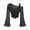 Black, variant on Ticikt Women's Off Shoulder Mesh Crop Top, Lightweight Flare Long Sleeve Ruched Sheer T-Shirt,Yellow